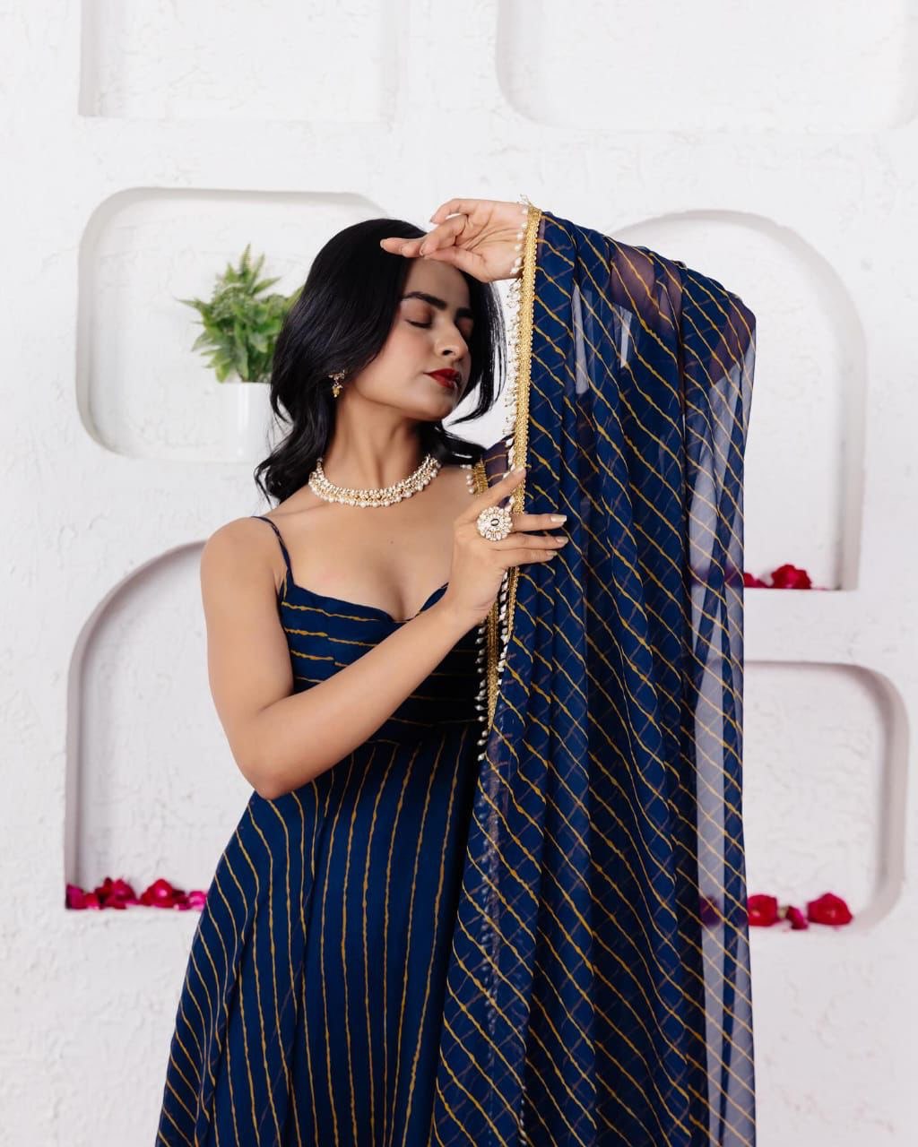 Party Wear Look Designer Anarkali Gown-Bottom And Dupatta