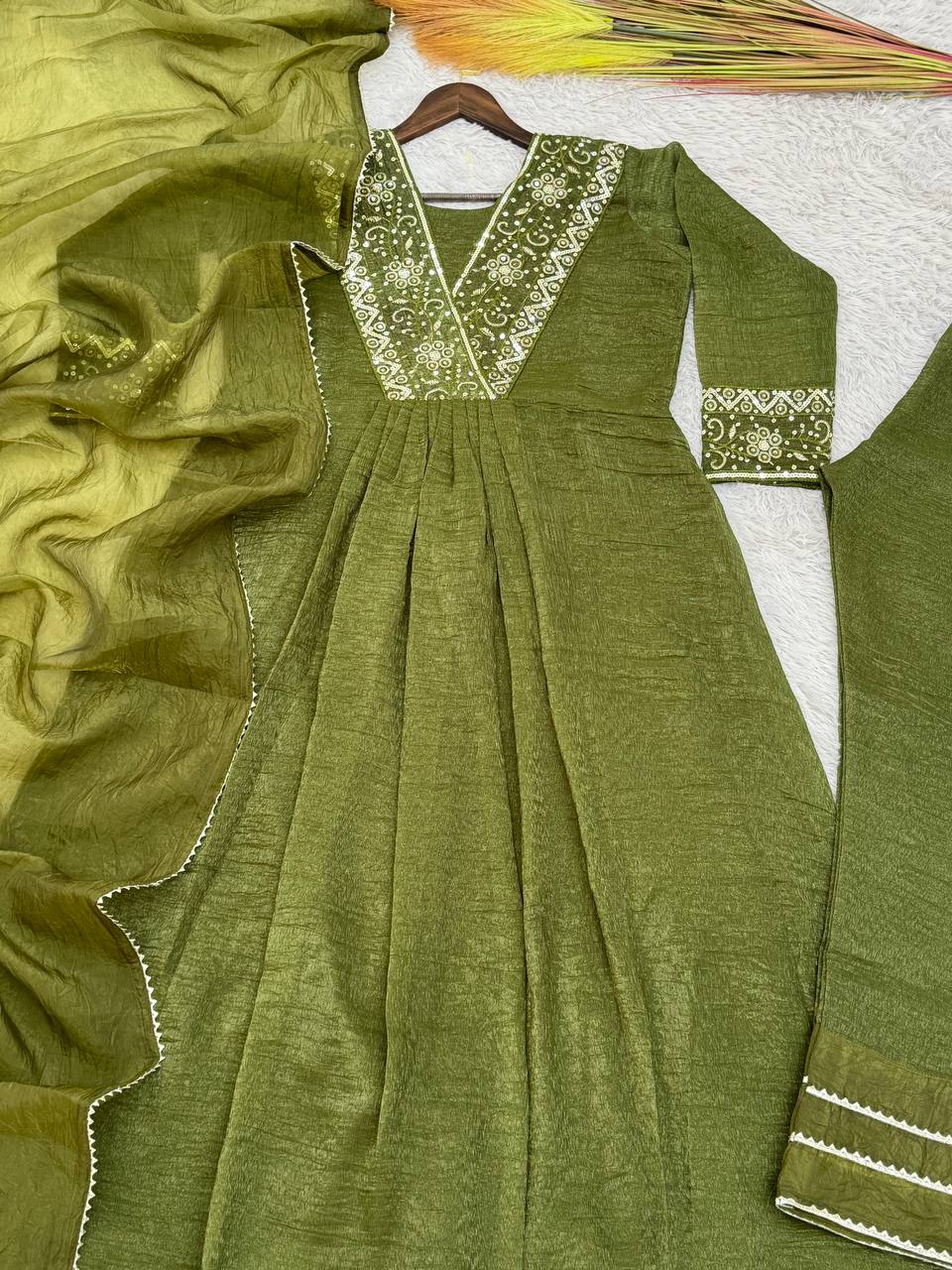 Party Wear Beautiful Anarkali Gown Pent And Dupatta