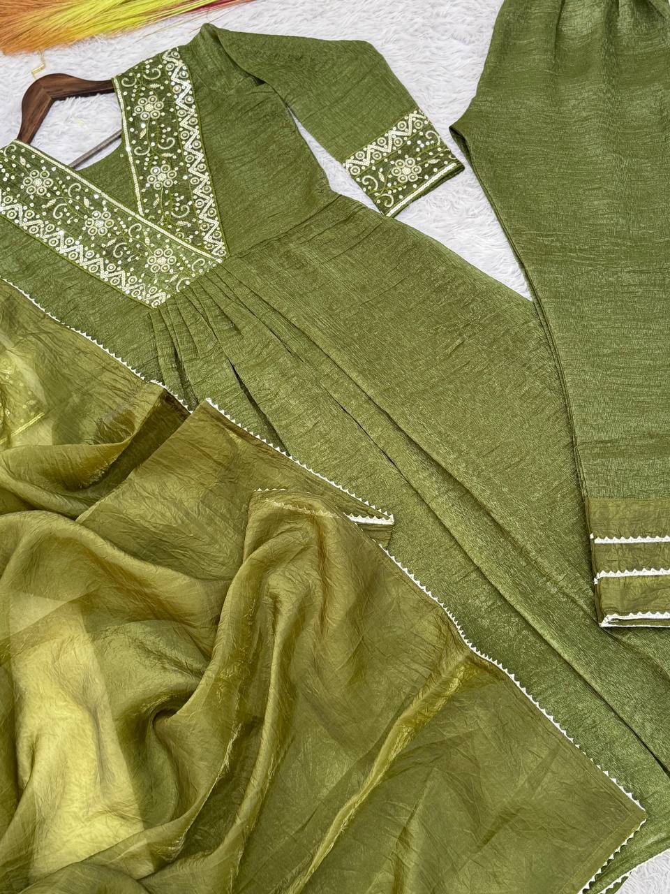 Party Wear Beautiful Anarkali Gown Pent And Dupatta