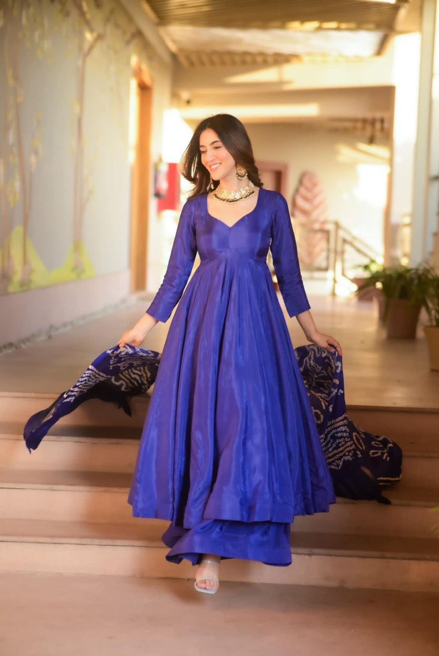 Party Wear Look Beautiful Gown And Bottom With Dupatta