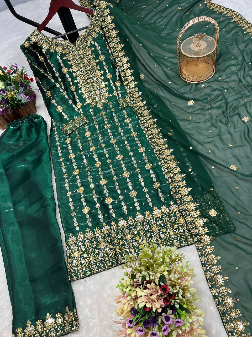 Beautiful Party Wear Look Top-Pent And Dupatta