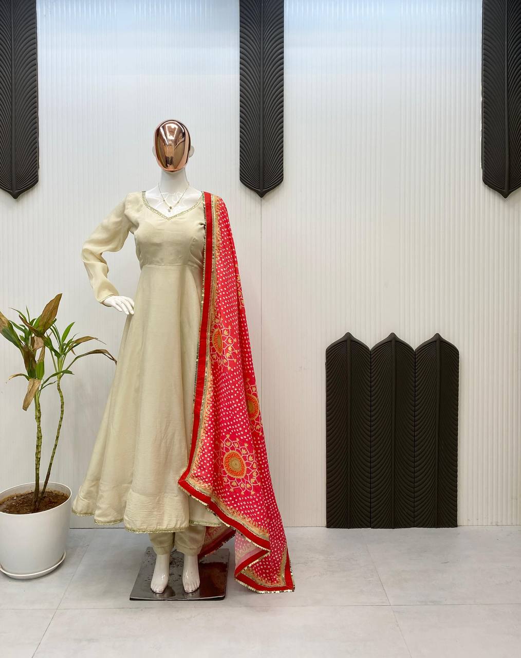 Designer Party Wear Anarkali Gown, Pent And Dupatta