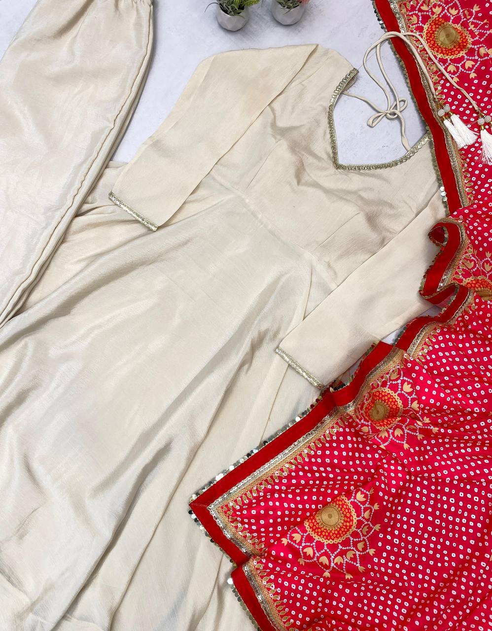 Designer Party Wear Anarkali Gown, Pent And Dupatta