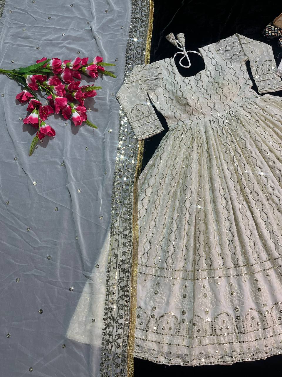 Designer Anarkali Suit Pent And Beautiful Dupatta In New Fancy Style