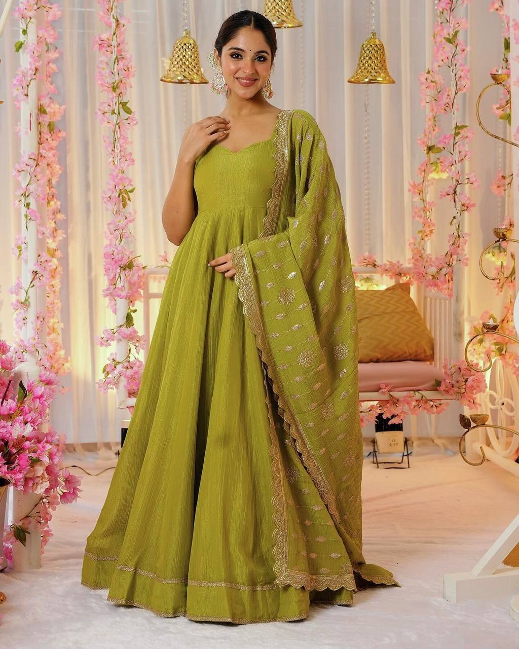 Designer Party Wear Look Gown With Bottom And Dupatta