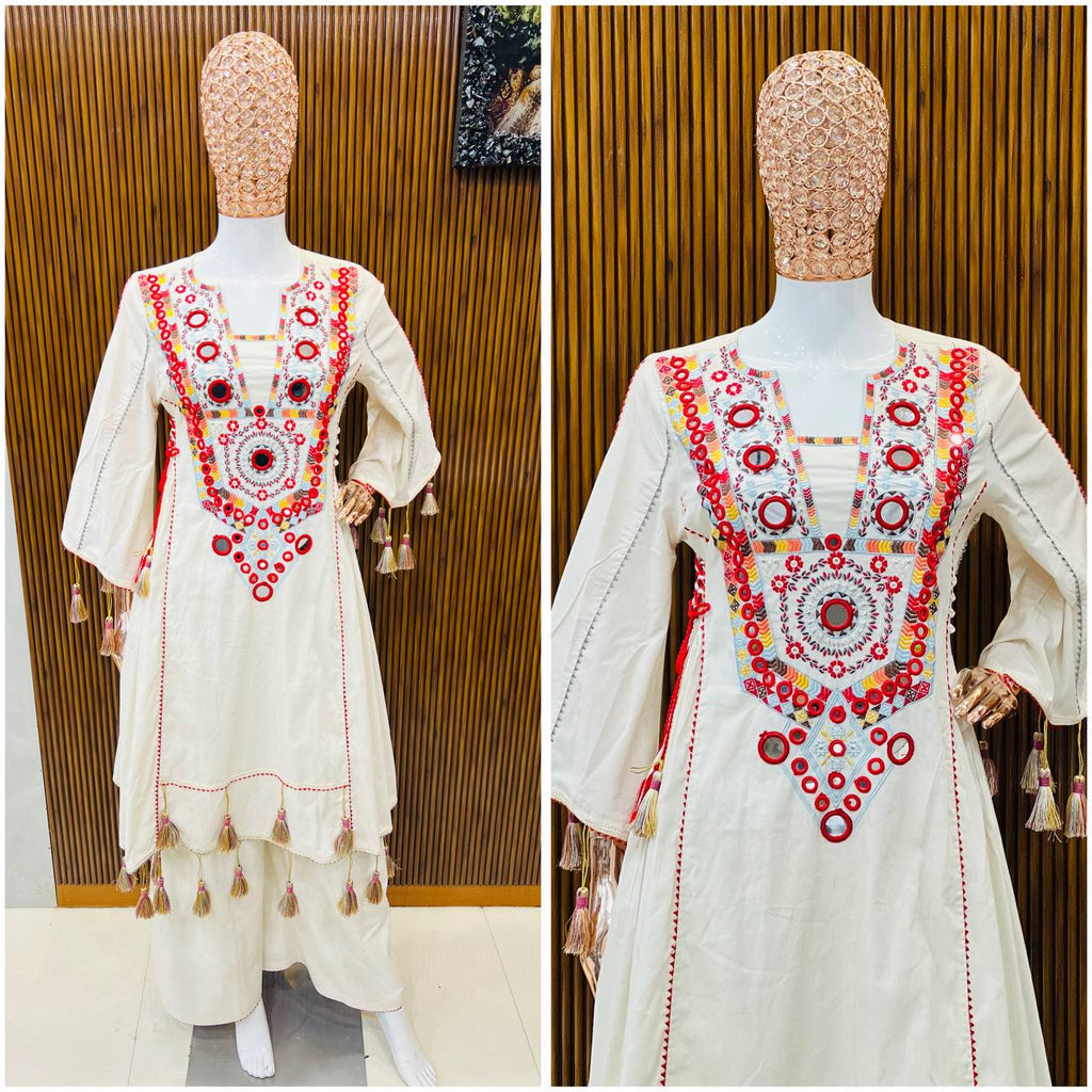 Designer Co-ord Set With Embroidery Sequence Work And Real Mirror Work