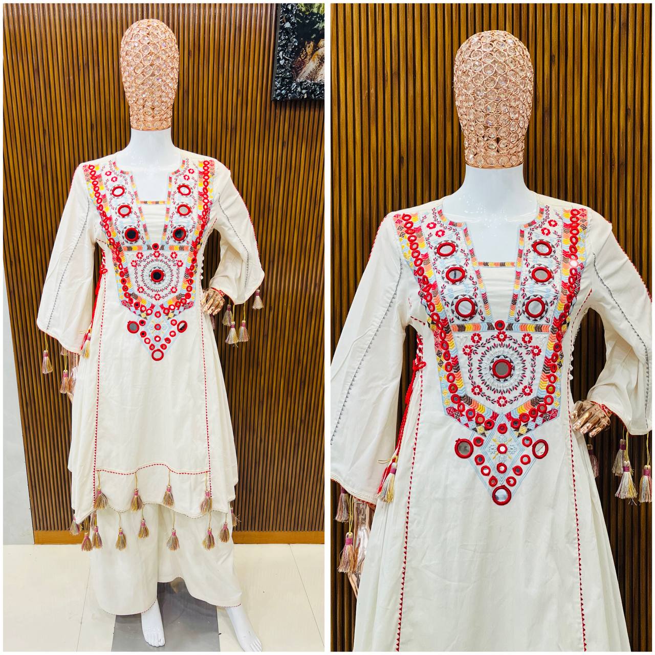 Designer Co-ord Set With Embroidery Sequence Work And Real Mirror Work