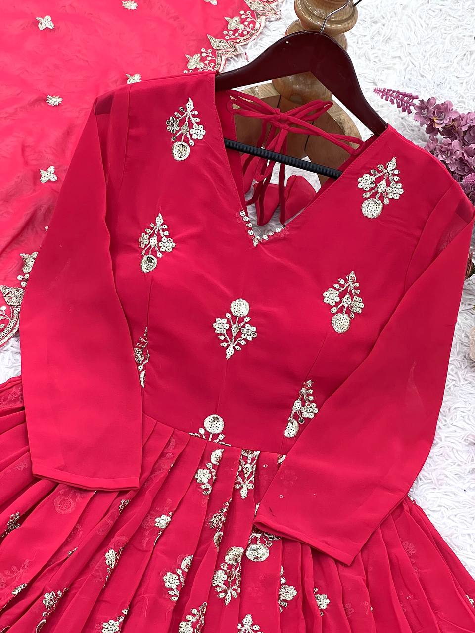 Designer Party Wear Look Gown-Pent And Dupatta With Embroidery Sequence Work