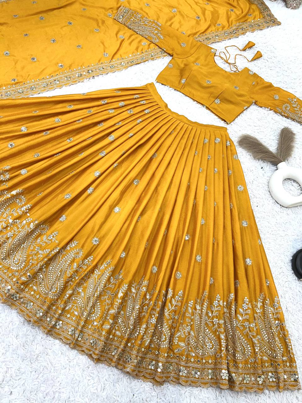 Wedding Wear Lehenga Choli With Full Heavy Embroidery Sequence Work
