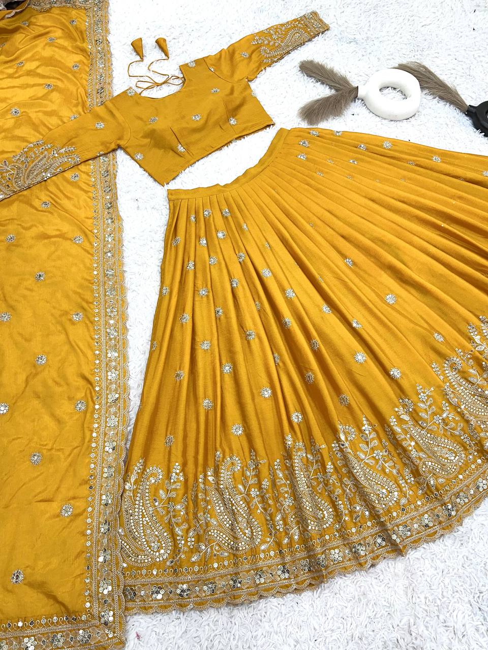 Wedding Wear Lehenga Choli With Full Heavy Embroidery Sequence Work