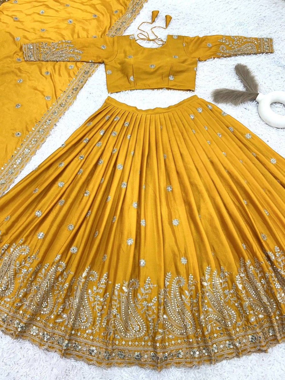 Wedding Wear Lehenga Choli With Full Heavy Embroidery Sequence Work