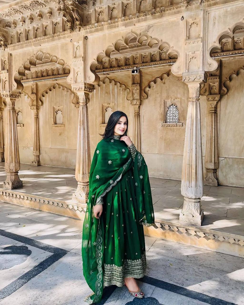 Party Wear Gown-Pent And Dupatta With Thread And Sequence Work