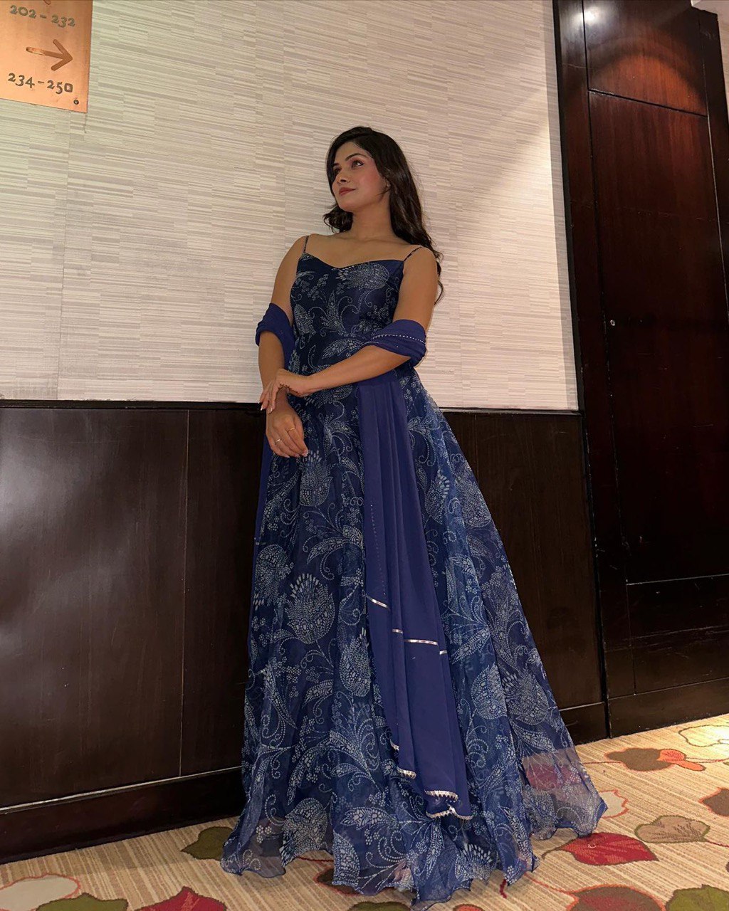 Digital printed Georgette Anarkali Gown With Bottom And Dupatta