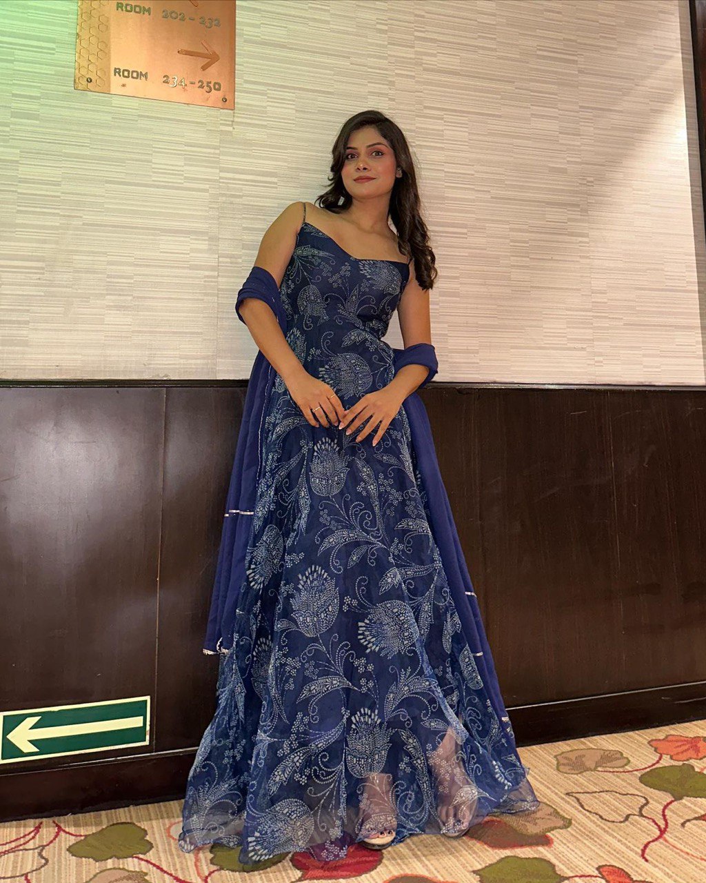 Digital printed Georgette Anarkali Gown With Bottom And Dupatta