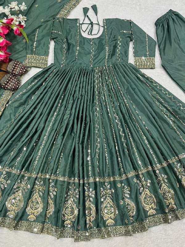 Designer Anarkali Gown, Pent And Beautiful Dupatta