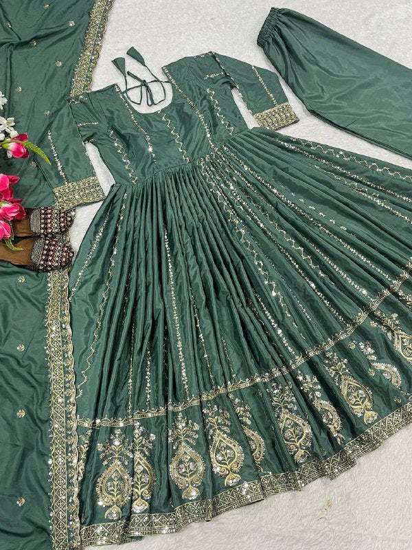 Designer Anarkali Gown, Pent And Beautiful Dupatta