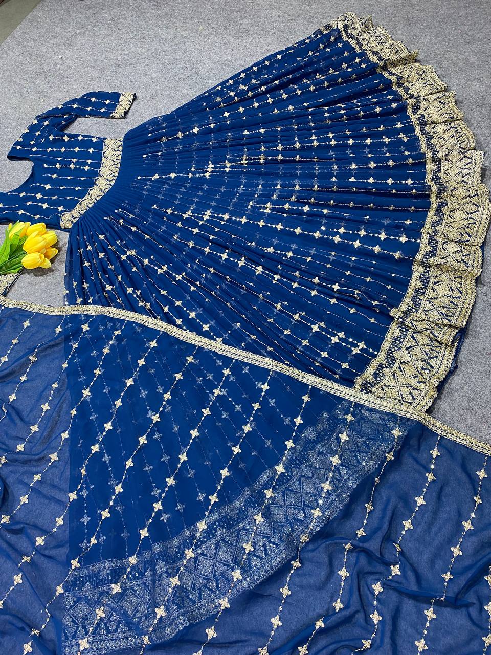 Designer Party Wear Anarkali Gown And Beautiful Dupatta