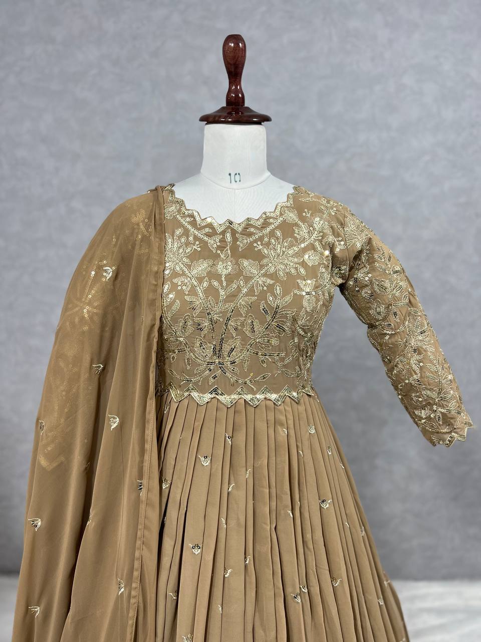 Party Wear Beautiful Anarkali Gown And Dupatta