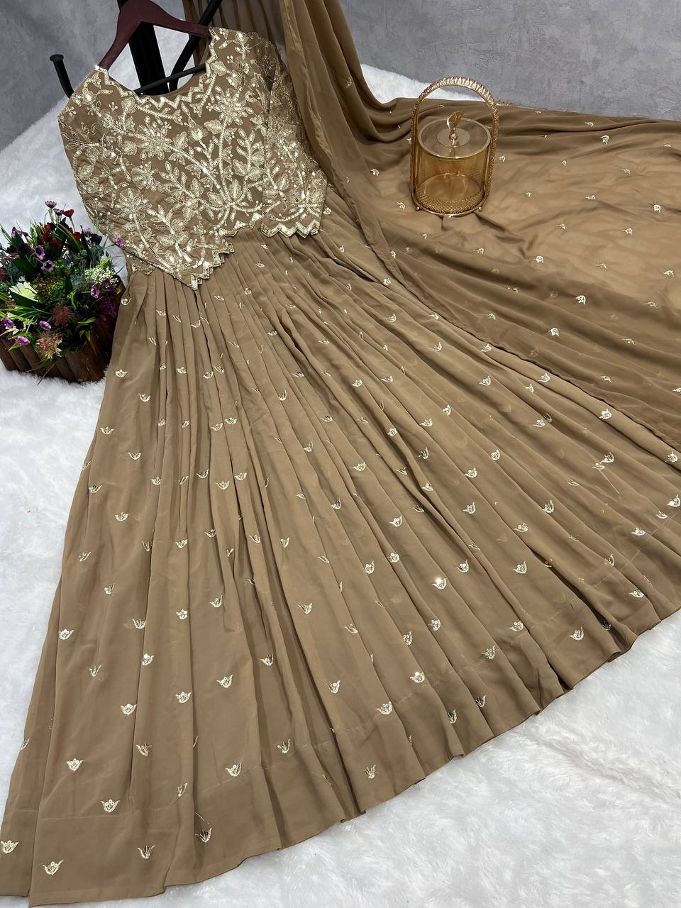 Party Wear Beautiful Anarkali Gown And Dupatta