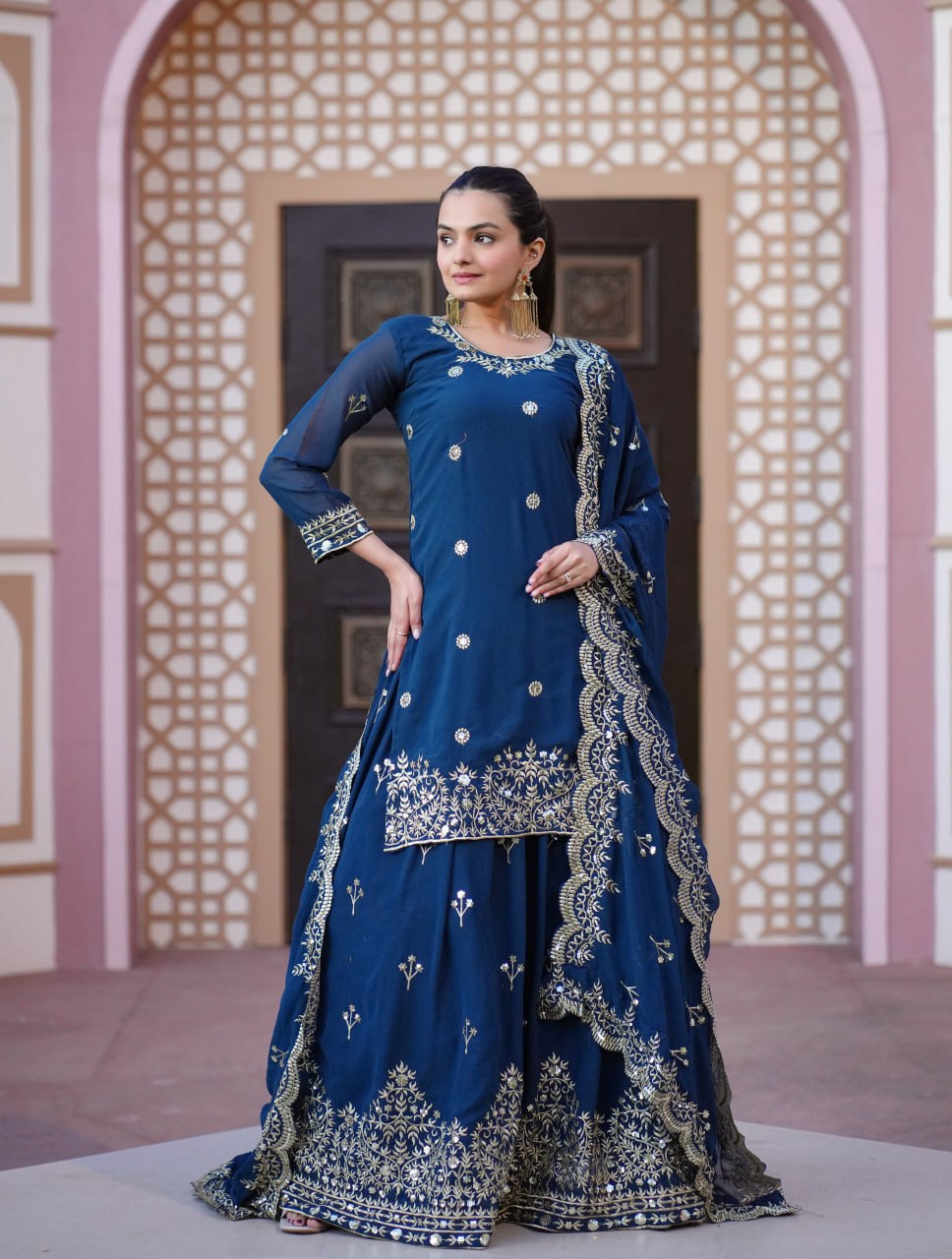 Designer Lehenga Suit With Sequence Embroidered Work