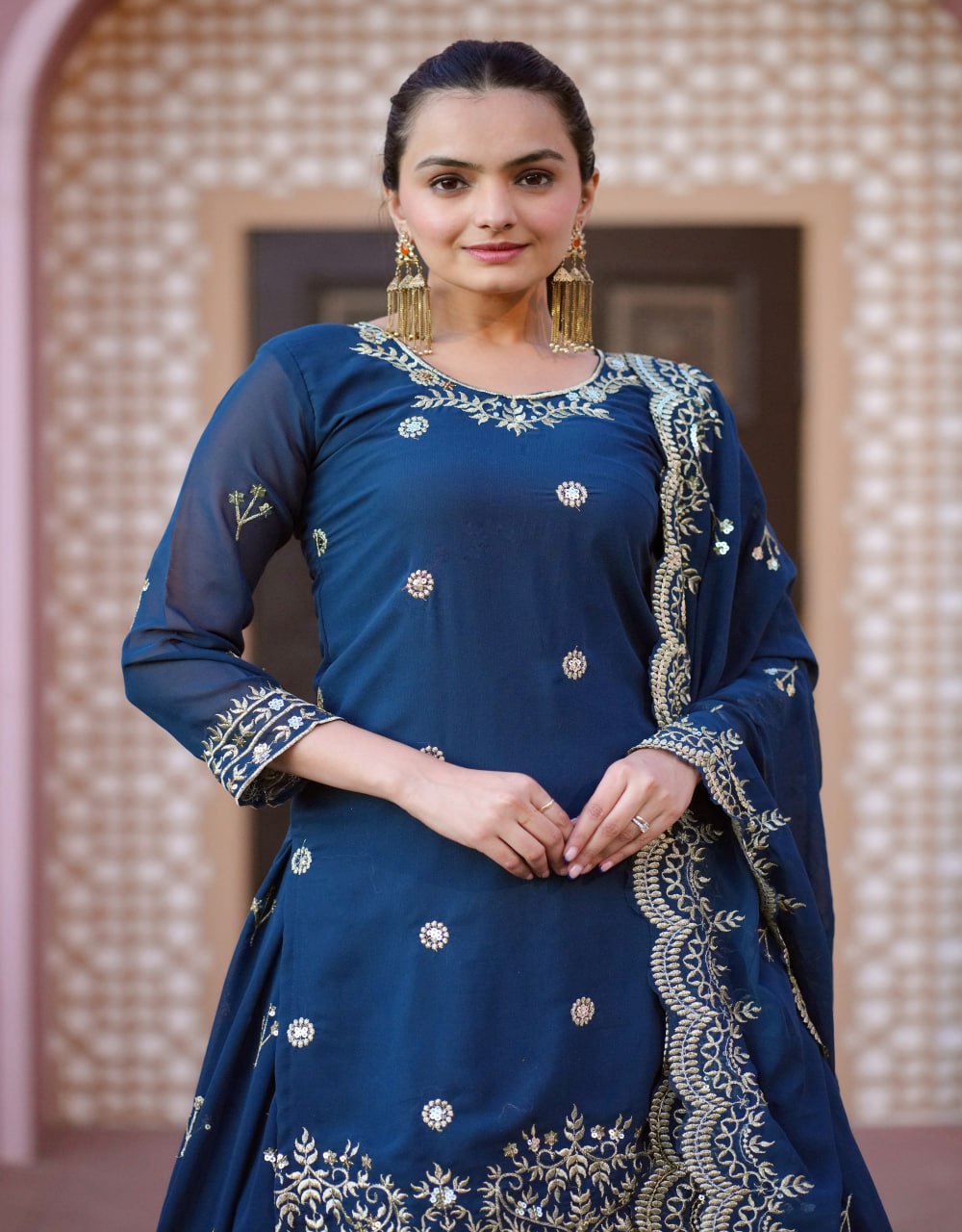 Designer Lehenga Suit With Sequence Embroidered Work