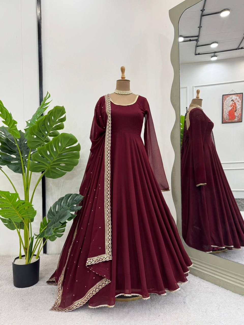 Party Wear Look Designer Gown, Pant And Dupatta