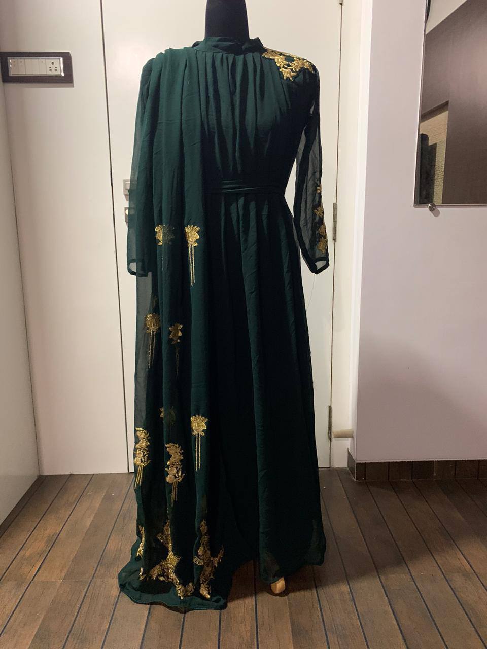 Party Wear Designer Gown With Zari & Sequence Work