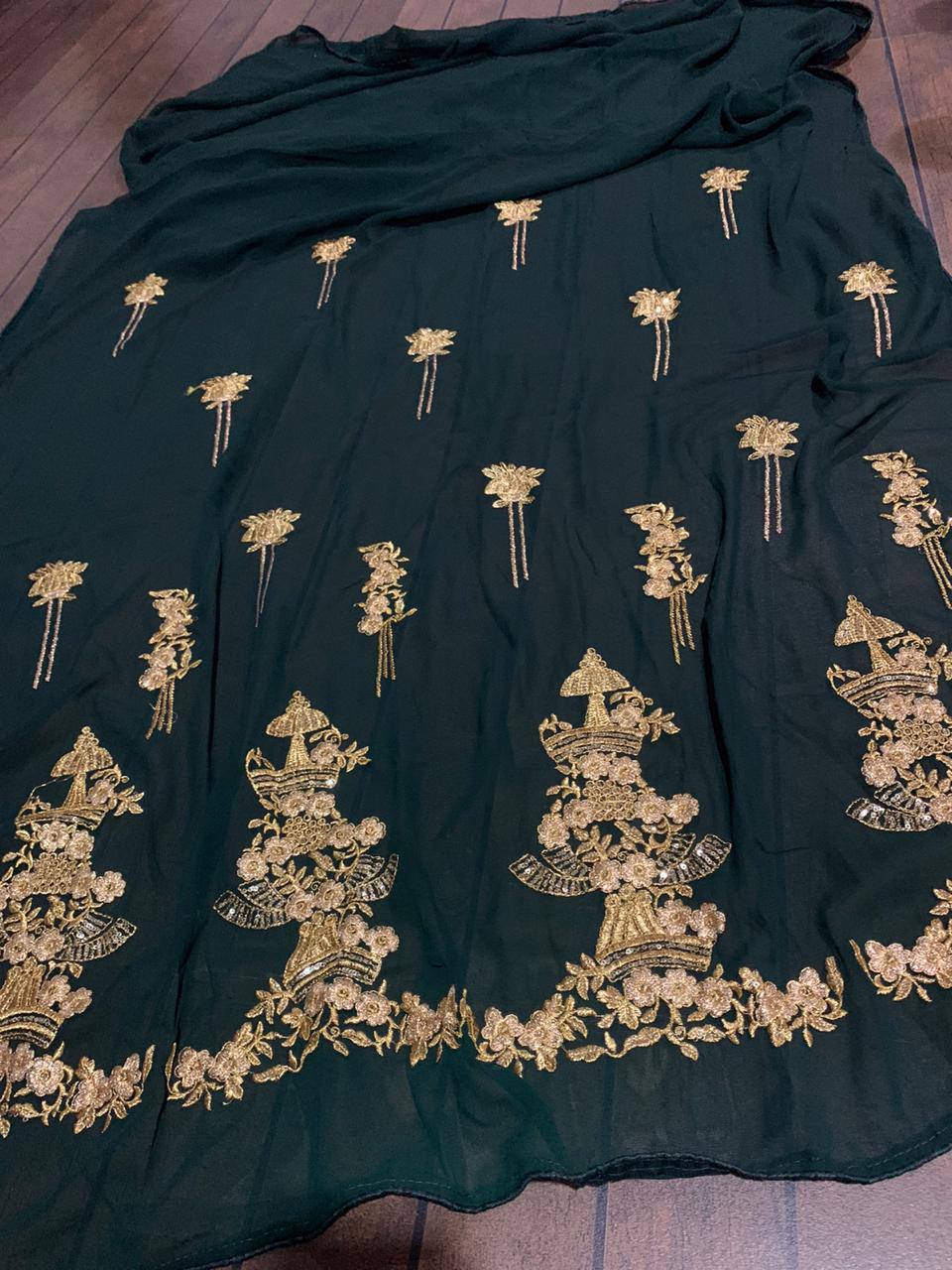 Party Wear Designer Gown With Zari & Sequence Work