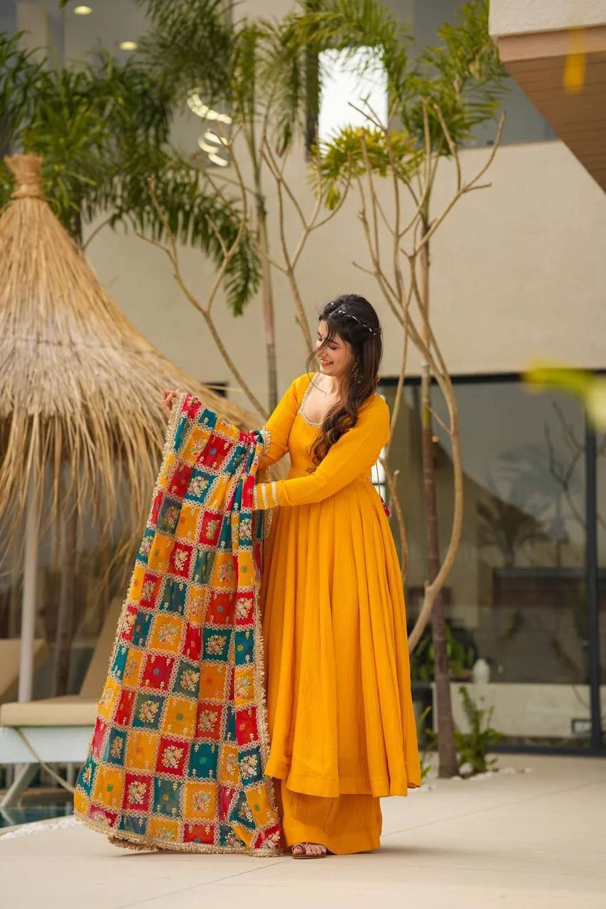 Party Wear Look Beautiful Gown And Bottom With Dupatta