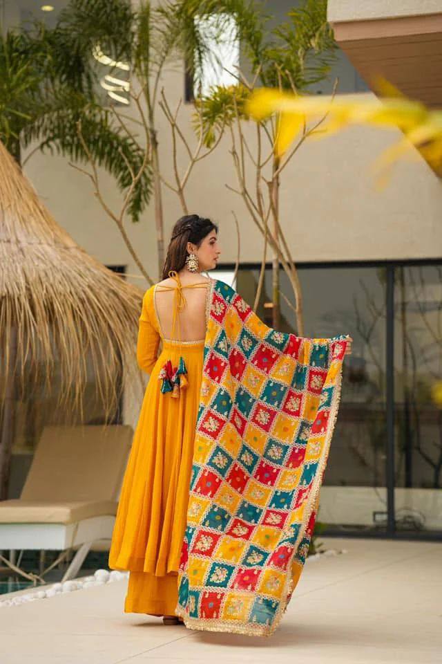 Party Wear Look Beautiful Gown And Bottom With Dupatta