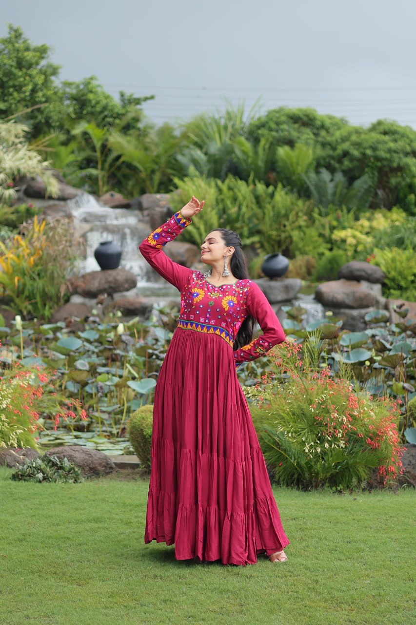 Navratri Special Gown With Kutchi Gamthi Work