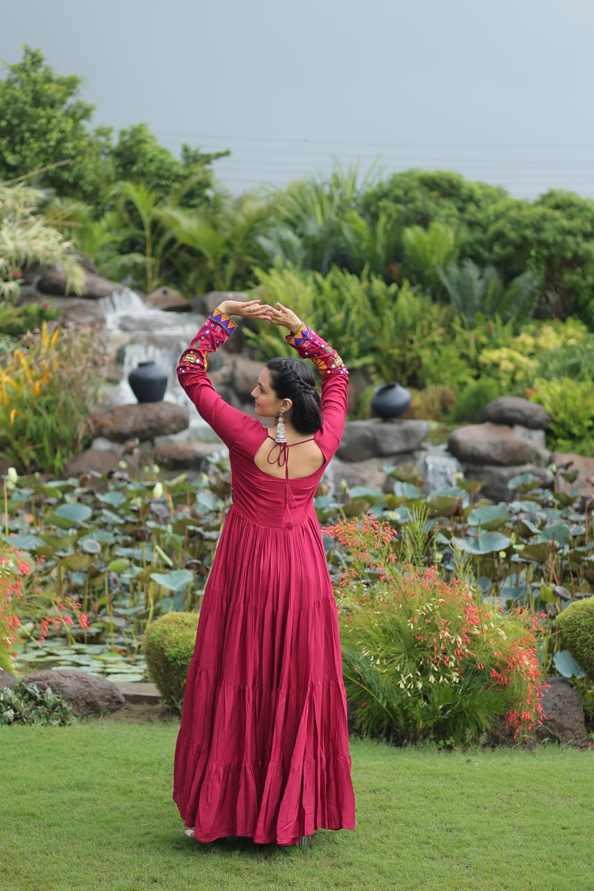 Navratri Special Gown With Kutchi Gamthi Work