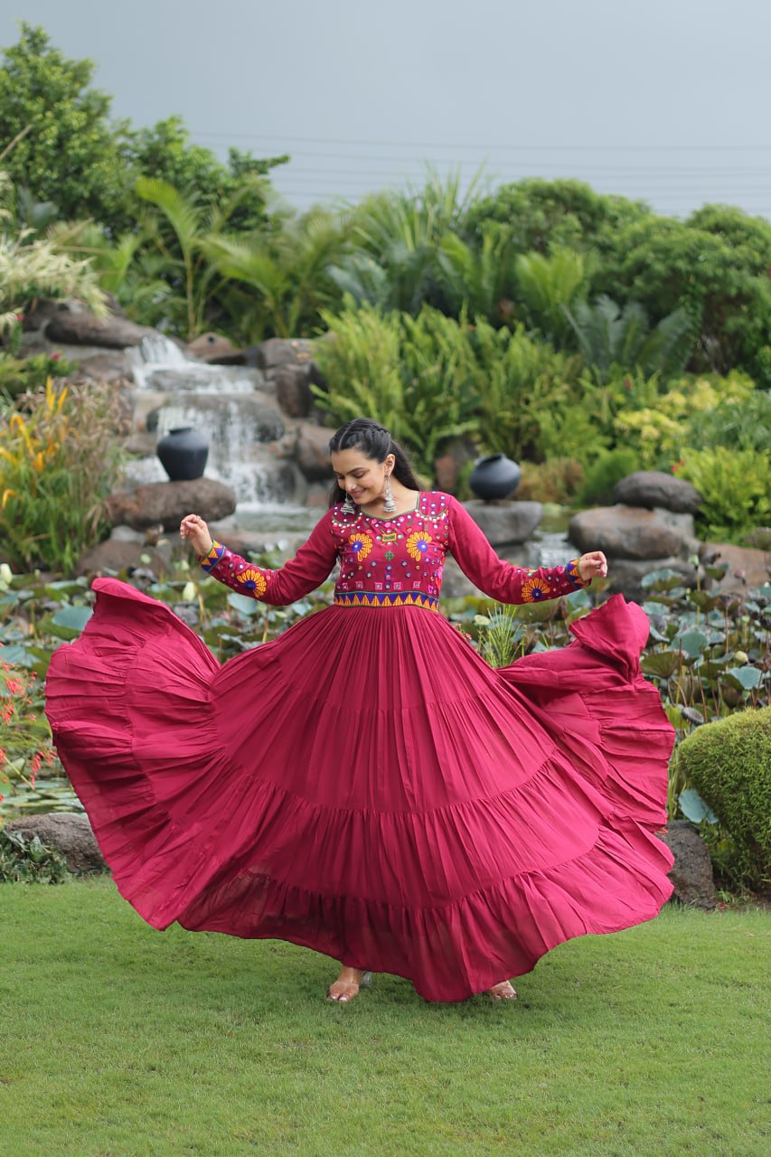 Navratri Special Gown With Kutchi Gamthi Work