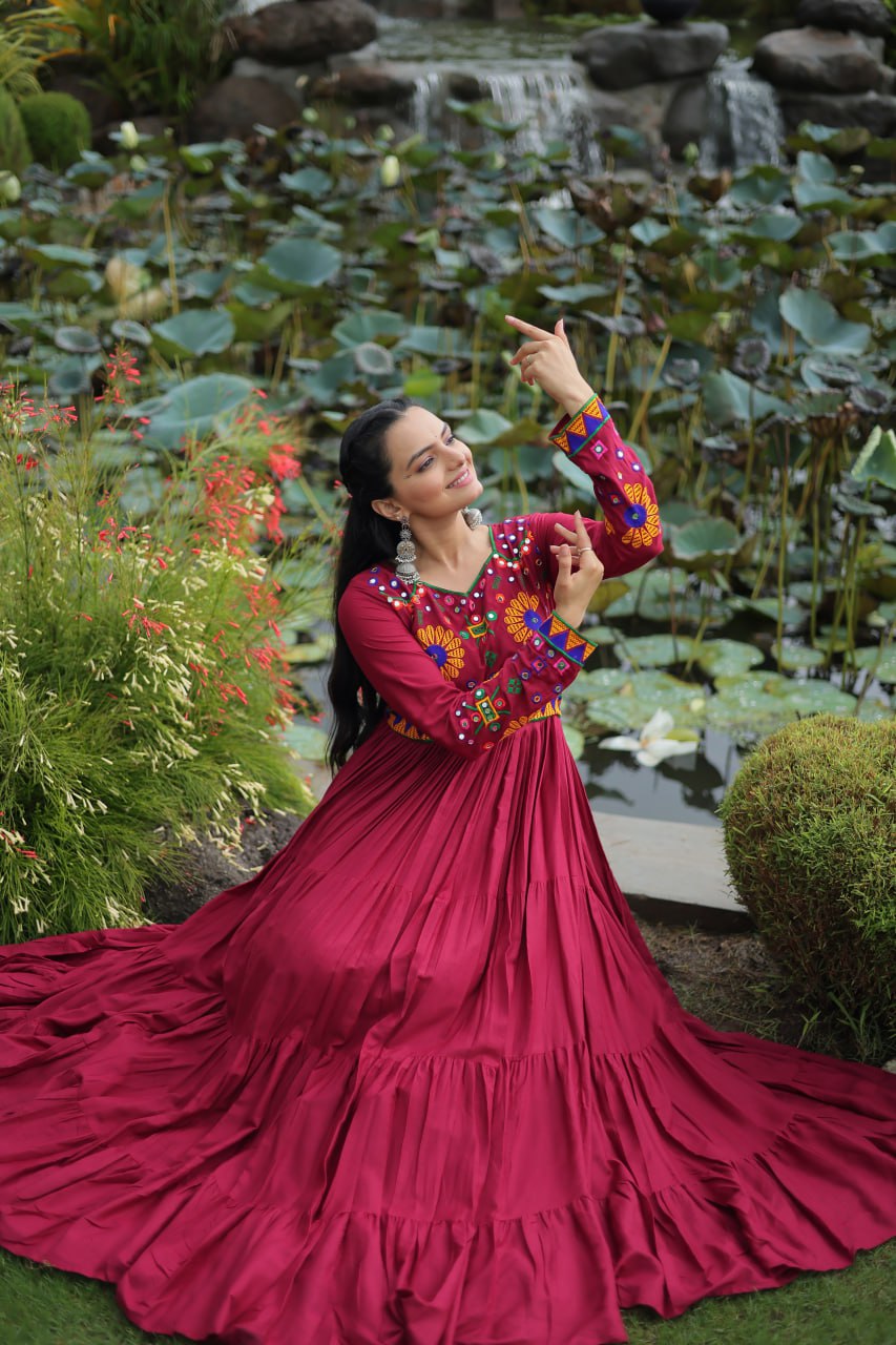 Navratri Special Gown With Kutchi Gamthi Work