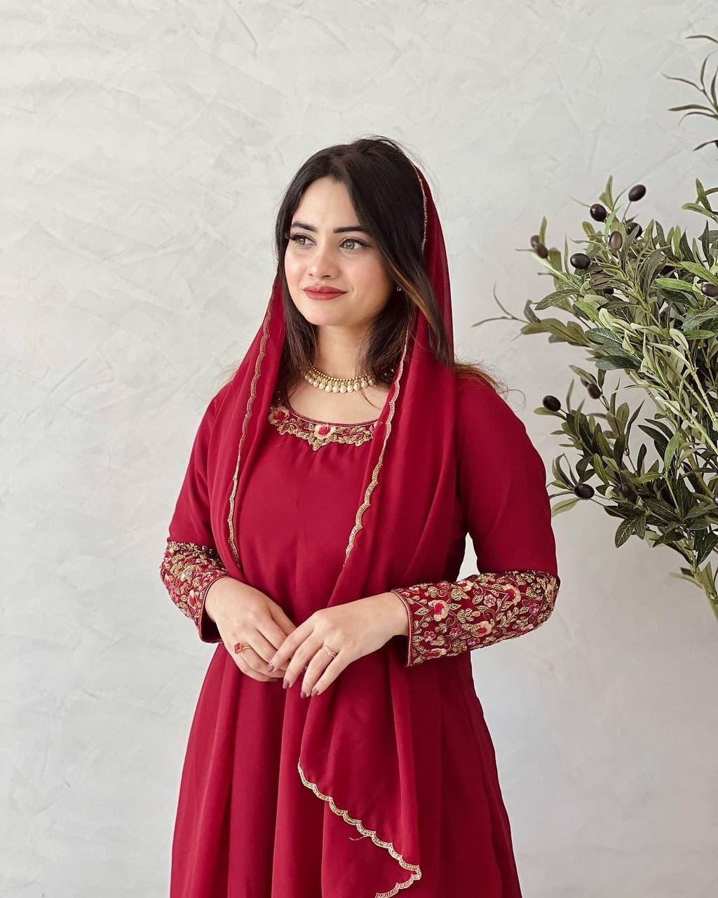 Party Wear Look Anarkali Gown, Bottom & Beautiful Dupatta