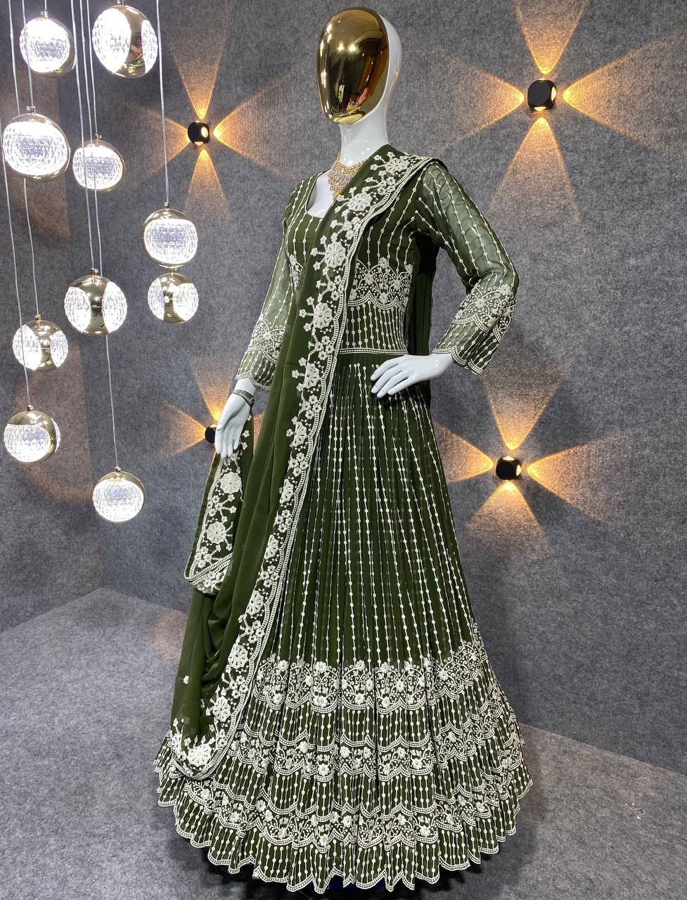 Beautiful Party Wear Anarkali Gown And Pent With Dupatta