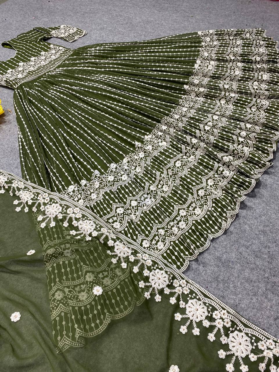 Beautiful Party Wear Anarkali Gown And Pent With Dupatta