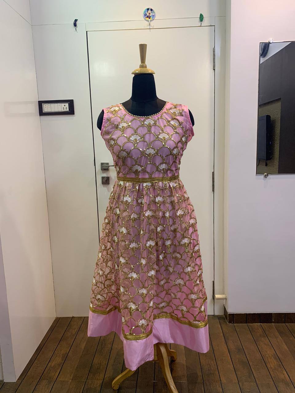 Party Wear Beautiful Anarkali Gown With Sequence & Thread Work