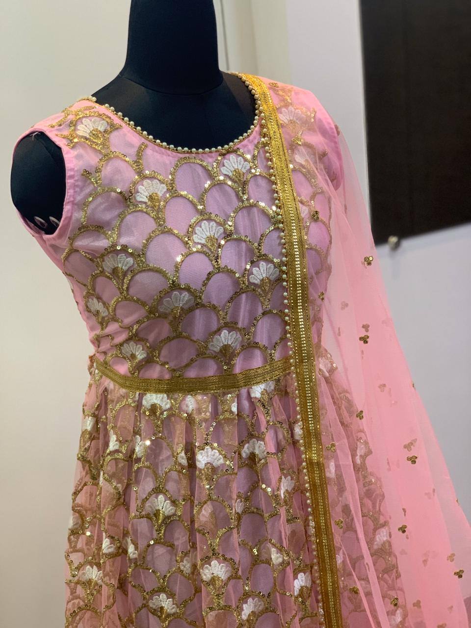 Party Wear Beautiful Anarkali Gown With Sequence & Thread Work