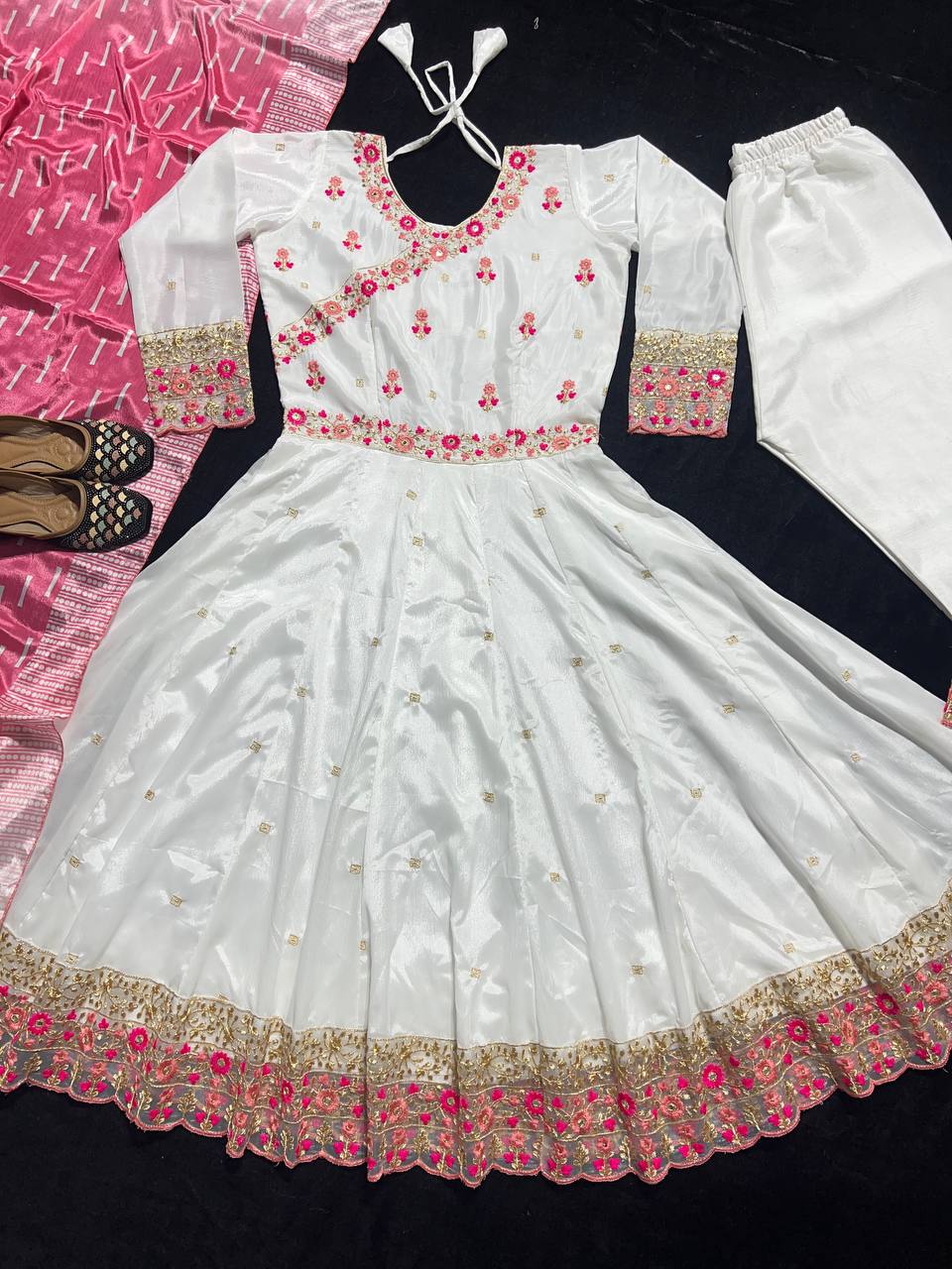 Party Wear Beautiful Anarkali Gown And Pent With Dupatta