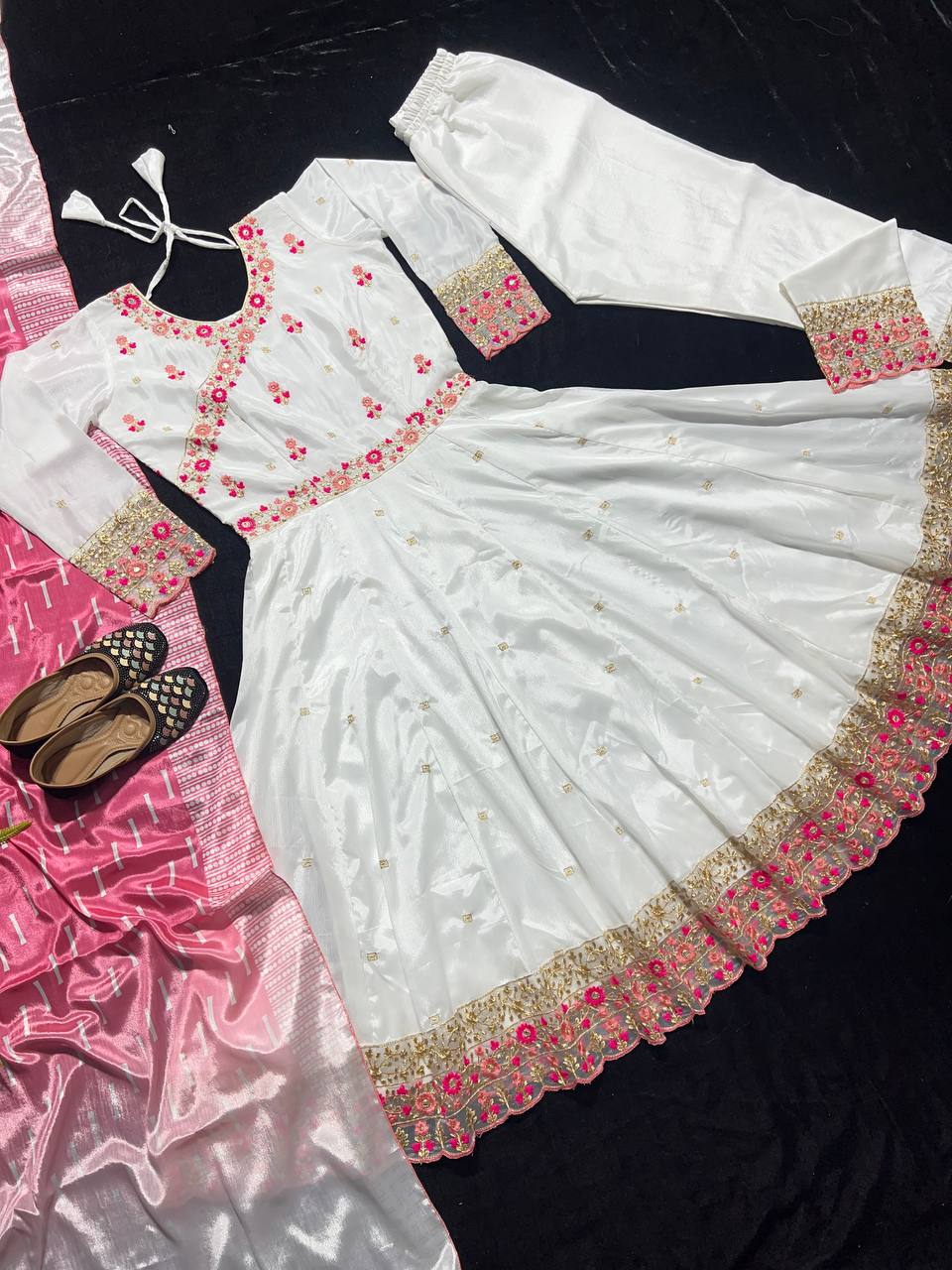 Party Wear Beautiful Anarkali Gown And Pent With Dupatta