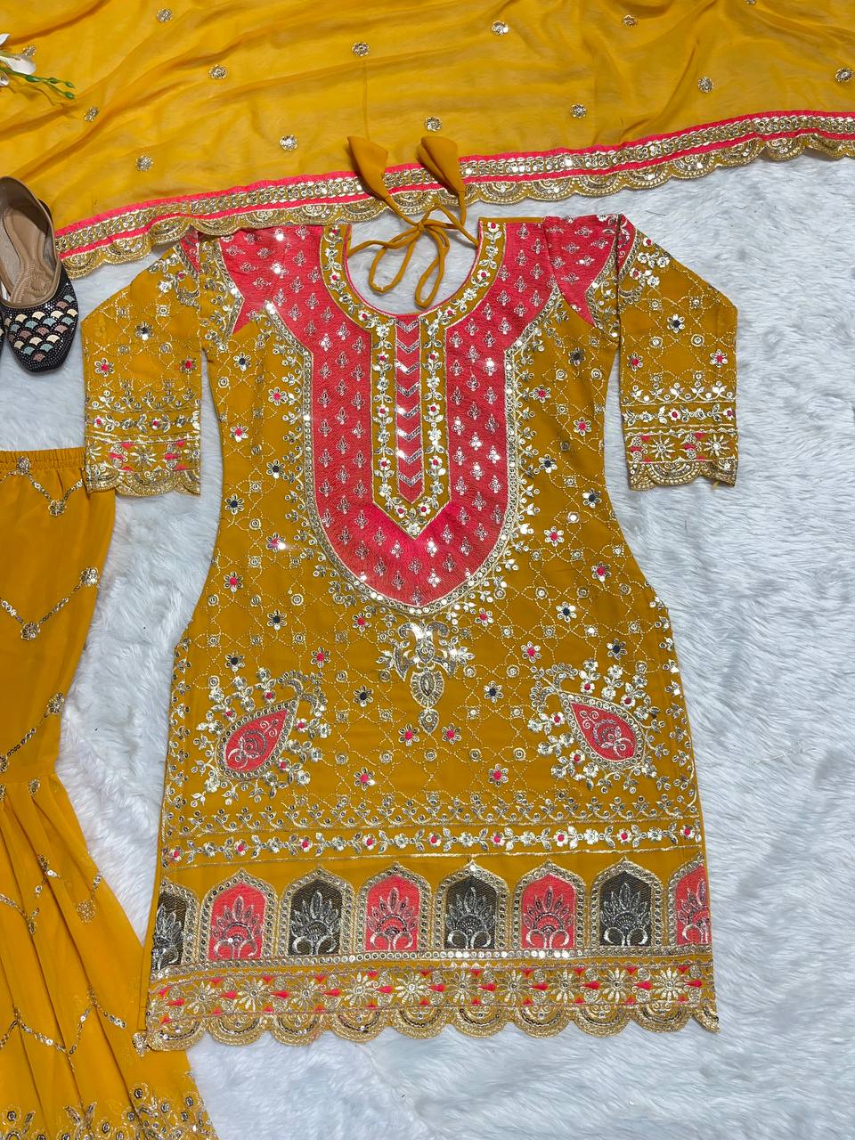 Beautiful Party Wear Top Bottom And Dupatta With Embroidery Sequence Work