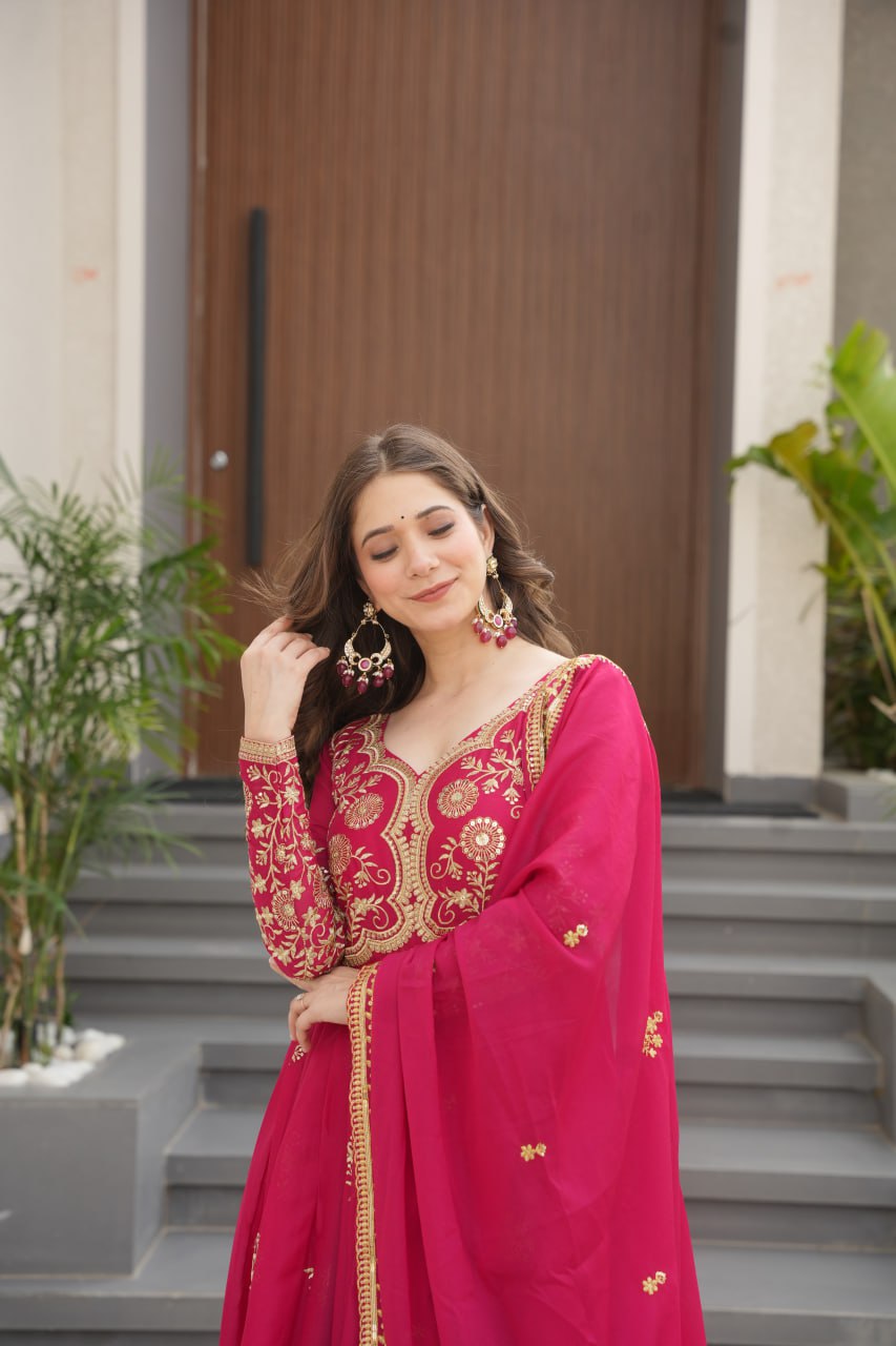 Beautiful Gown With Sequins & Zari Embroidery Sequins-Work