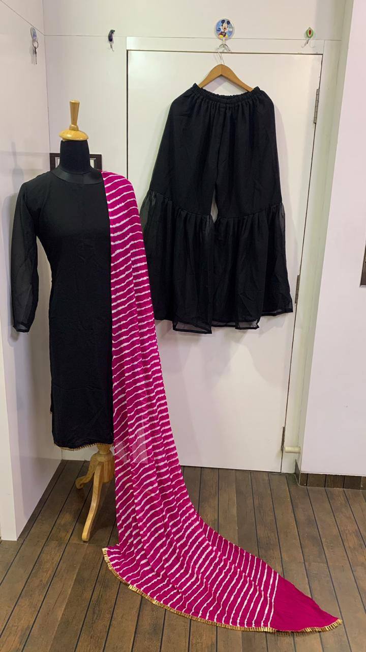 पार्टी वियर सुंदर टॉप बॉटम और दुपट्टा बॉर्डर वर्क के साथ