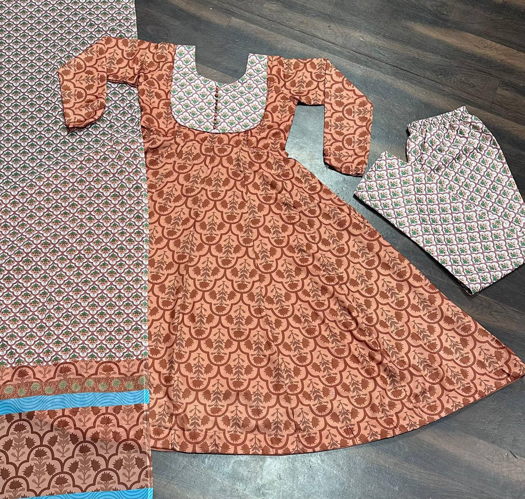 Party Wear Beautiful Anarkali Suit, Pent And Dupatta