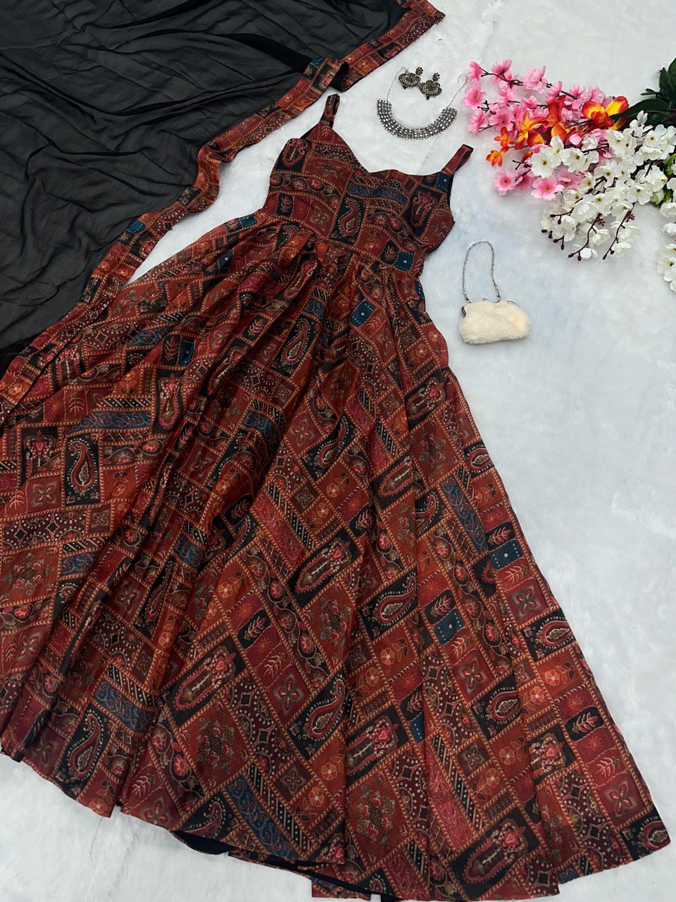 Party Wear Look Designer Anarkali Gown And Dupatta