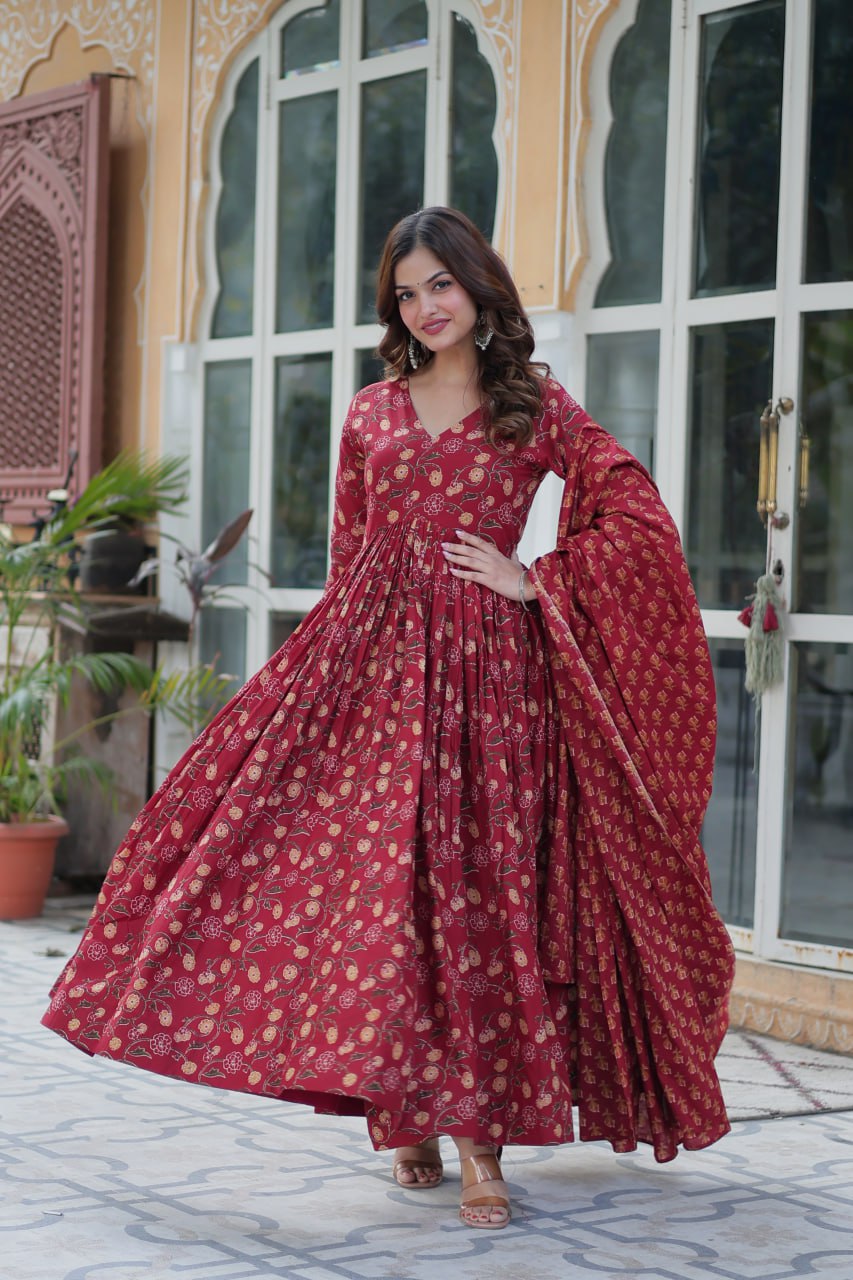 Party Wear Look Beautiful Gown And Pent With Dupatta