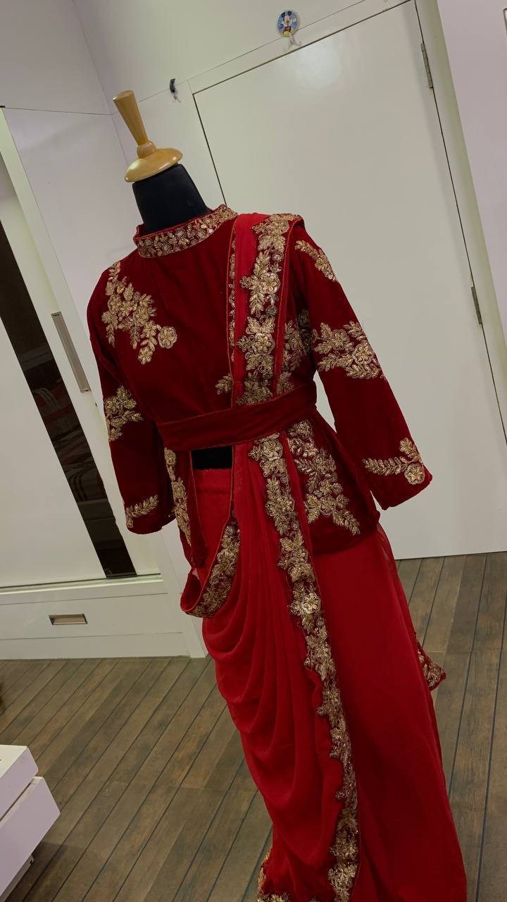 Party Wear Saree With Sequence, Dori And Zari Work