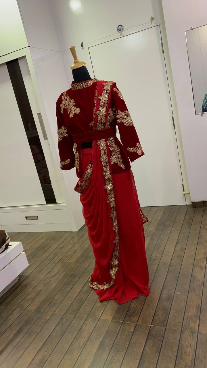 Party Wear Saree With Sequence, Dori And Zari Work