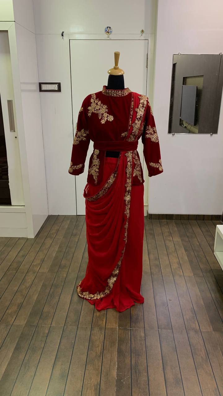Party Wear Saree With Sequence, Dori And Zari Work